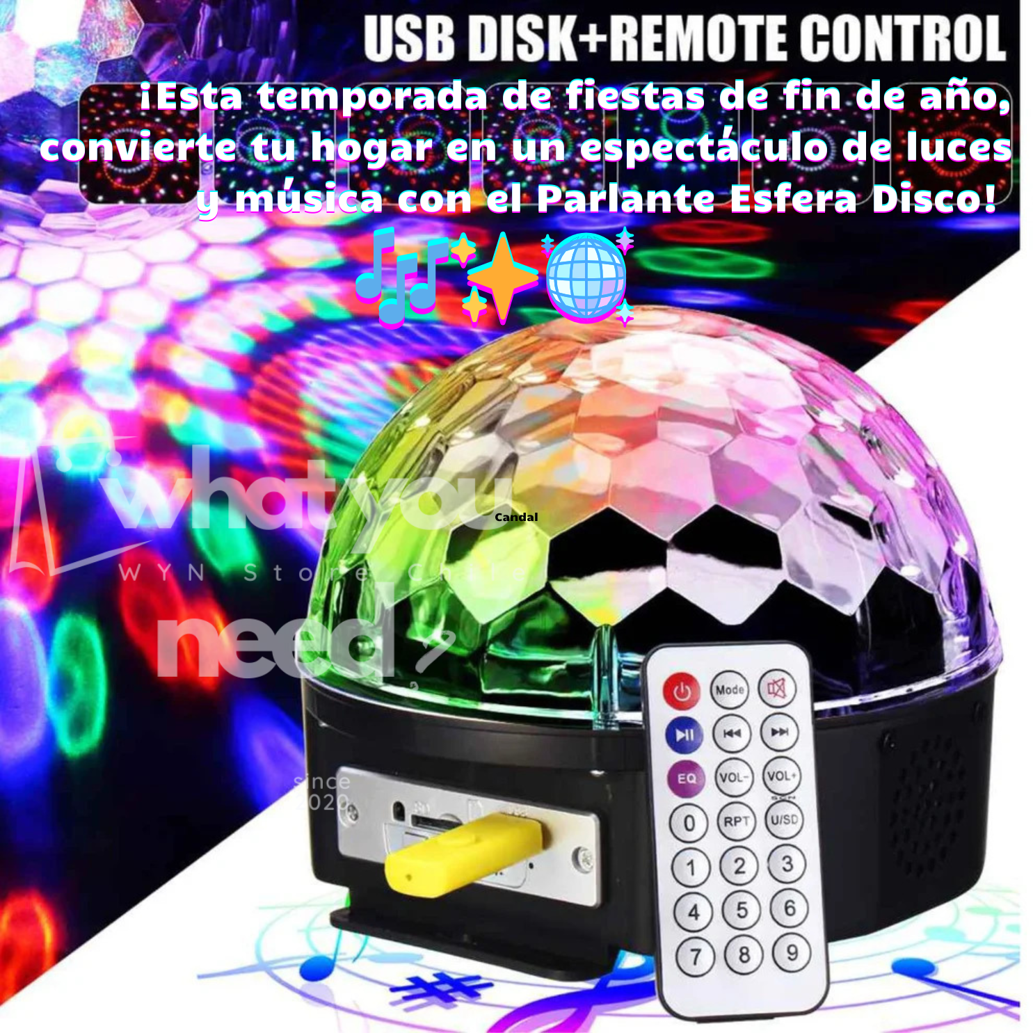 Parlante Esfera Disco - Bluetooth® + USB